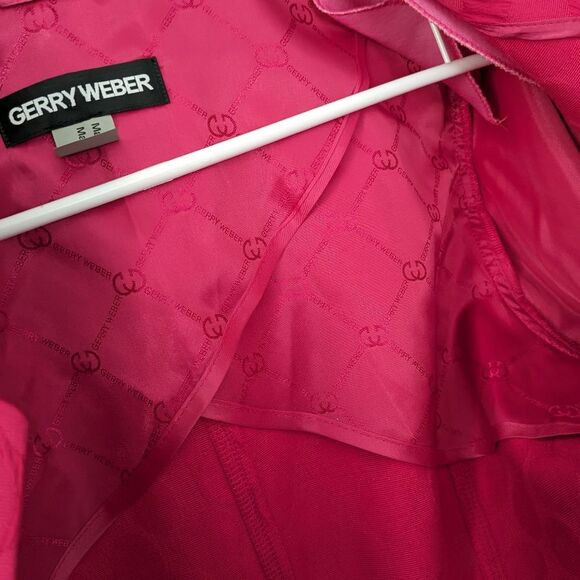 Gerry Weber Blazer Womens sz 14 Designer Waffle Weave Barbiecore Jacket Cropped - Picture 9 of 11